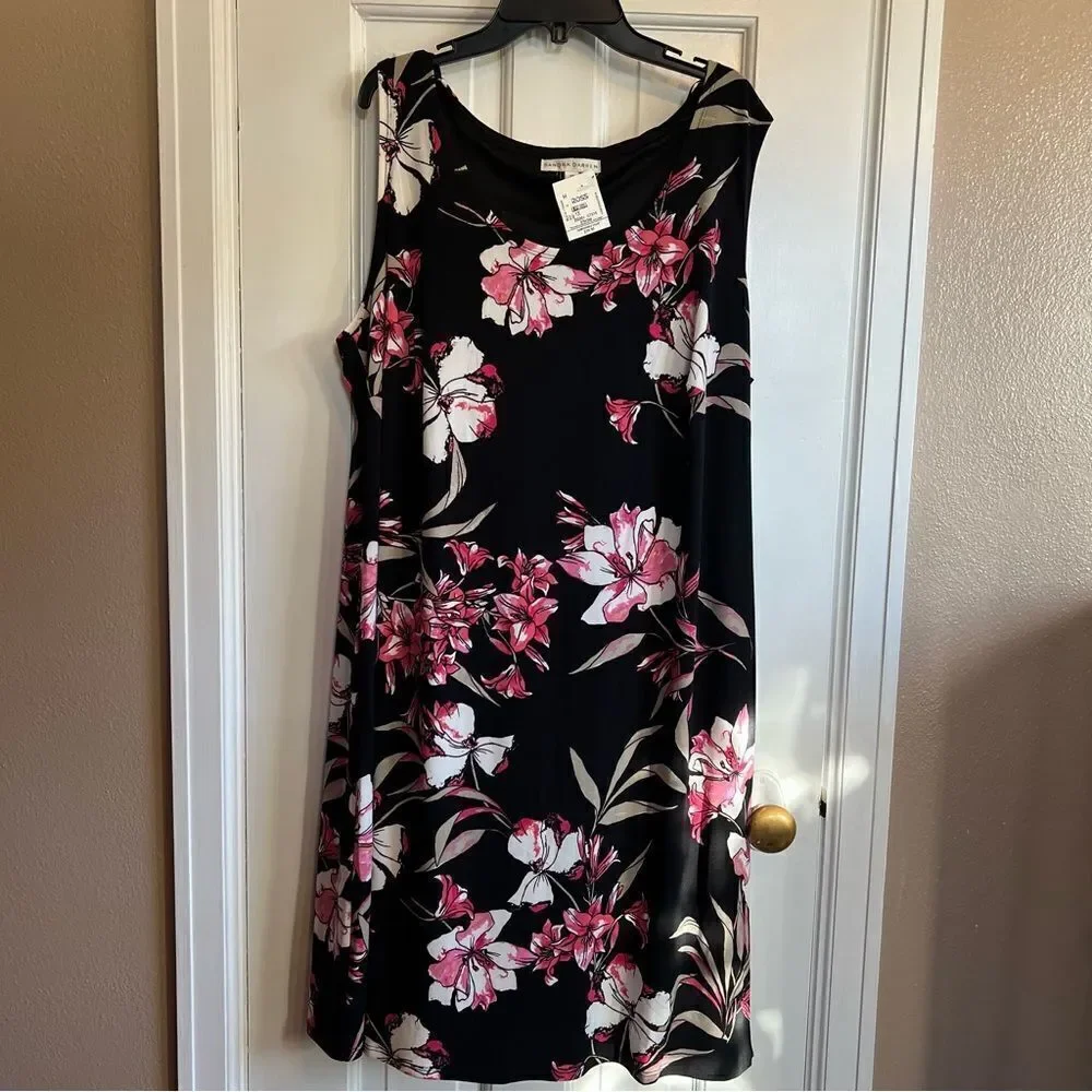 Sandra Darren Black and Pink Floral Dress